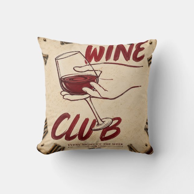 Wine Club Rustic Vineyard Kitchen Home Bar  Kussen (Voorkant)