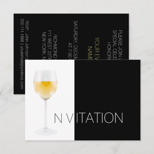 Wine Cocktail Party Invitation Vip Uitnodiging (Voorkant / Achterkant)