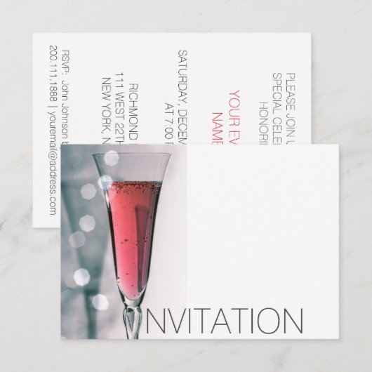 Wine Cocktail Party Invitation Vip Uitnodiging (Voorkant / Achterkant)