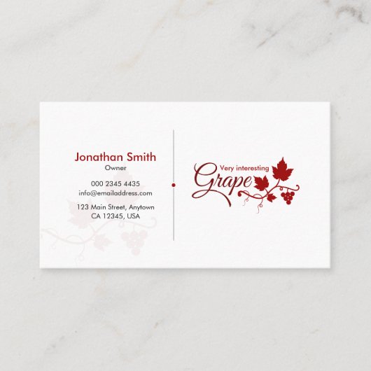 Wine Company, Grape wine suppliers, Wine Visitekaartje (Voorkant)