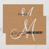 Wine Cork Weddenschap... zal je mijn Ring Bearer z Kaart (Voorkant / Achterkant)
