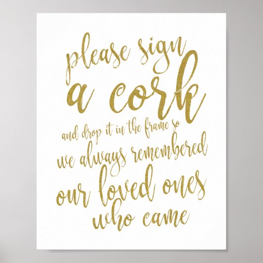 Wine Cork Wedding Guest Book Gold 8x10 Sign Poster (Voorkant)