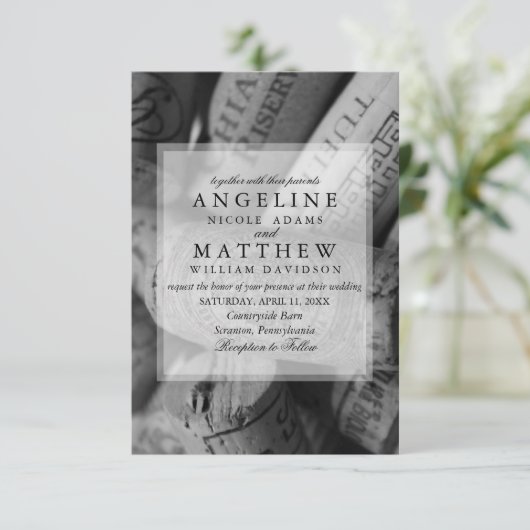 Wine Cork Wedding Invitation Kaart (Staand voorkant)