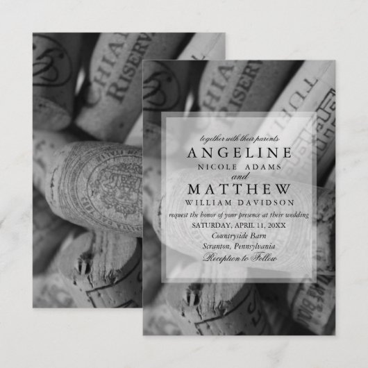 Wine Cork Wedding Invitation Kaart (Voorkant / Achterkant)