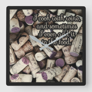 Wine Corks Quote-wandklok Vierkante Klok