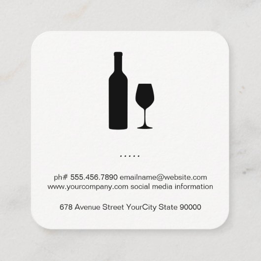 Wine Corkschroef Vierkante Visitekaartje (Achterkant)