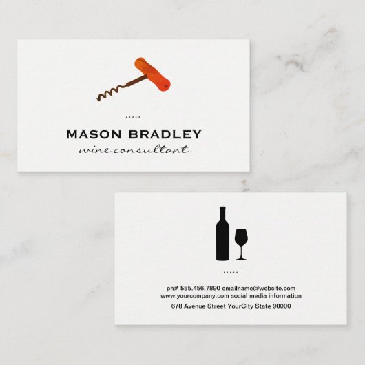 Wine Corkschroef Visitekaartje (Voorkant / Achterkant)