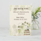 Wine Country Bachelorette Party Uitnodiging (Staand voorkant)