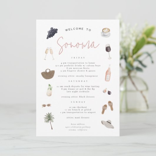 Wine Country Bachelorette Weekend Route Kaart (Staand voorkant)