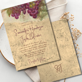 Wine Country Wedding Rustic Vineyard Monogram Kaart