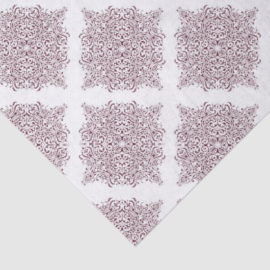 Wine Damask op Witte Decoupage Tissuepapier (Detail)