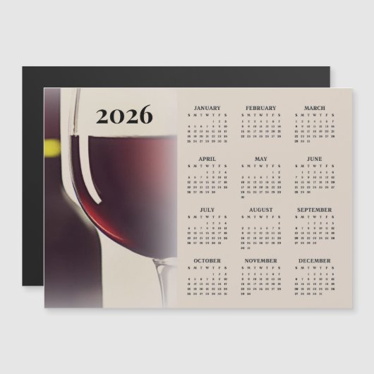 Wine Design 2026 Calendar Magnetic Card (Voorkant / Achterkant)