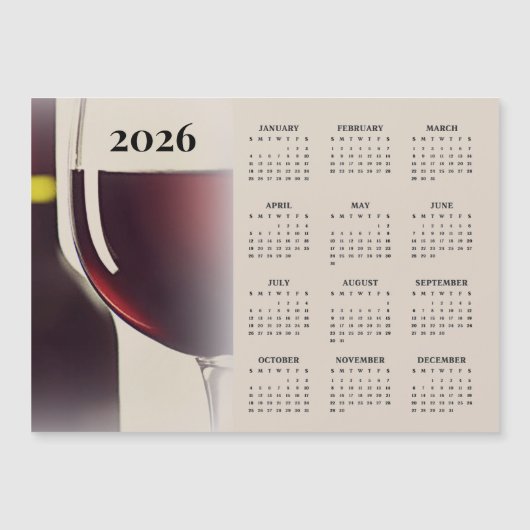 Wine Design 2026 Calendar Magnetic Card (Voorkant)