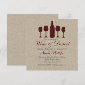 WINE & Dessert Rustic UITNODIGINGEN voor ELK EVENE (Voorkant / Achterkant)