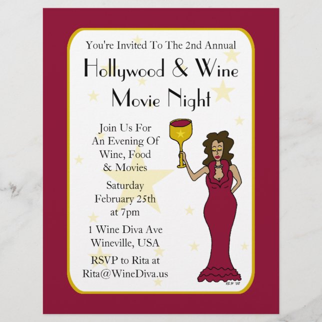 Wine Diva Custom Movie Night Event Flyer (Voorkant)