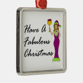 Wine Diva Fabulous Kerstmis Metalen Ornament (Rechts)