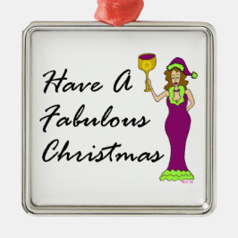 Wine Diva Fabulous Kerstmis Metalen Ornament