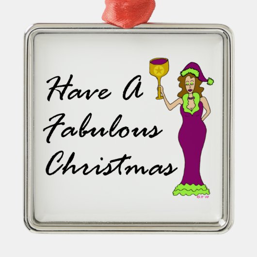 Wine Diva Fabulous Kerstmis Metalen Ornament (Voorkant)
