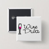 Wine Diva Vierkante Button 5,1 Cm (Voorkant /achterkant)