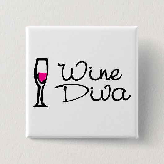 Wine Diva Vierkante Button 5,1 Cm (Voorkant)