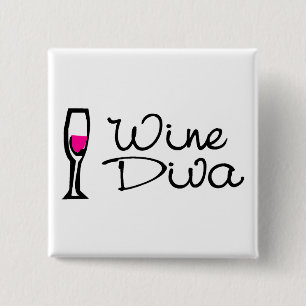 Wine Diva Vierkante Button 5,1 Cm