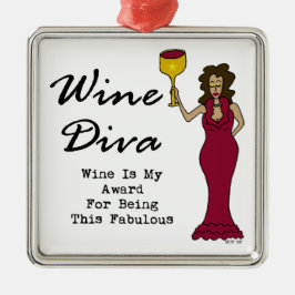 Wine Diva "Wine is mijn onderscheiding voor het ve Metalen Ornament