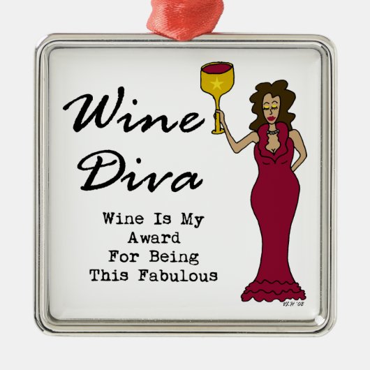 Wine Diva "Wine is mijn onderscheiding voor het ve Metalen Ornament (Voorkant)