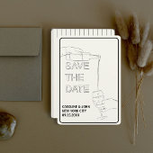 Wine Doodle Wedding Save the Date Kaart
