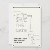 Wine Doodle Wedding Save the Date Kaart (Voorkant)