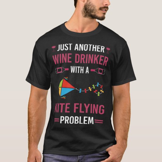 Wine Drinker Kite Flying T-shirt (Voorkant)