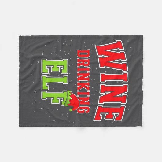 Wine Drinking Elf Christmas Family Matching Group  Fleece Deken (Voorkant (Horizontaal))