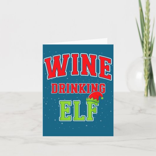 Wine Drinking Elf Christmas Family Matching Group  Kaart (Voorkant)