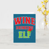 Wine Drinking Elf Christmas Family Matching Group  Kaart (Gele Bloem)