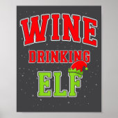 Wine Drinking Elf Christmas Family Matching Group  Poster (Voorkant)