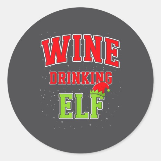 Wine Drinking Elf Christmas Family Matching Group  Ronde Sticker (Voorkant)