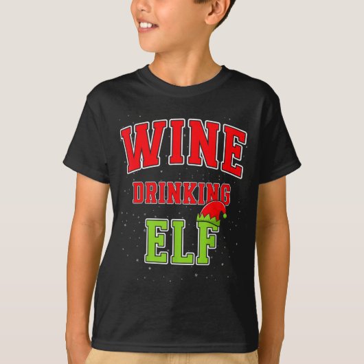 Wine Drinking Elf Christmas Family Matching Group  T-shirt (Voorkant)