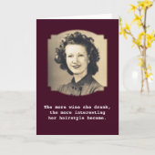 Wine Drinking Hairstyle Vintage Photo Kaart (Gele Bloem)