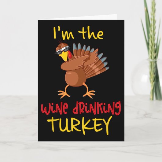Wine Drinking Turkey Matching Family Thanksgiving Kaart (Voorkant)