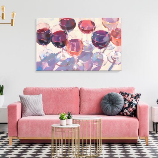 Wine drinks Red Tropical pink wine drink set  Canvas Afdruk (Insitu (Woonkamer))