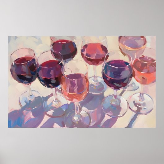 Wine drinks Red Tropical pink wine drink set  Poster (Voorkant)