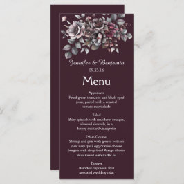 Wine, Dusty Purple, Dark Teal Wedding | Menu