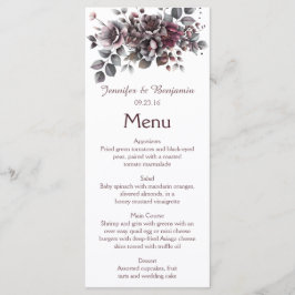 Wine, Dusty Purple, Dark Teal Wedding | Menu