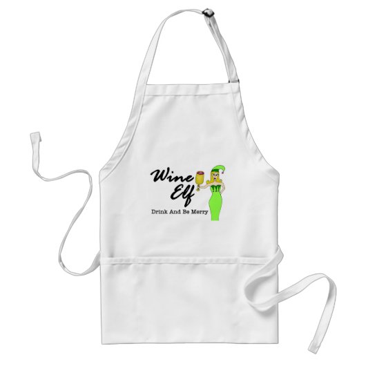 Wine Elf Holiday Apron Standaard Schort (Voorkant)