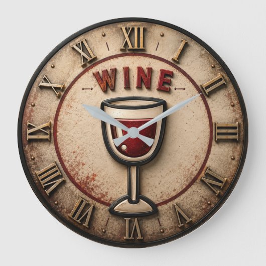 Wine Emoji  Modern Funny Minimalist Bar Decor  Grote Klok (Voorkant)
