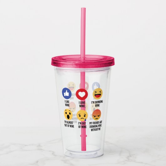 Wine Emojis Acryl Drinkbeker (Voorkant)