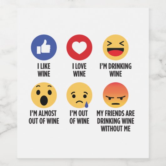 Wine Emojis Wijn Etiket (Enkel label)
