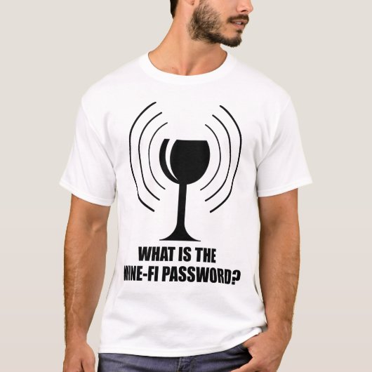 Wine-Fi-wachtwoord Funny Wine Glass WiFi Waves T-shirt (Voorkant)
