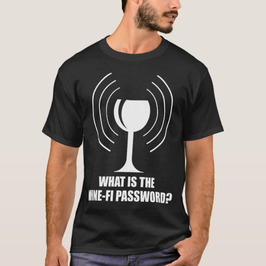 Wine-Fi-wachtwoord Funny Wine Glass WiFi Waves T-shirt (Voorkant)