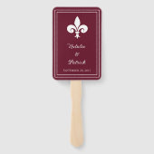 Wine Fleur de Lis Wedding Hand Fans Handwaaier (Achterkant)
