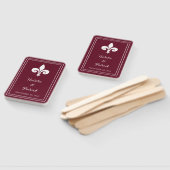 Wine Fleur de Lis Wedding Hand Fans Handwaaier (Niet-gemonteerd)